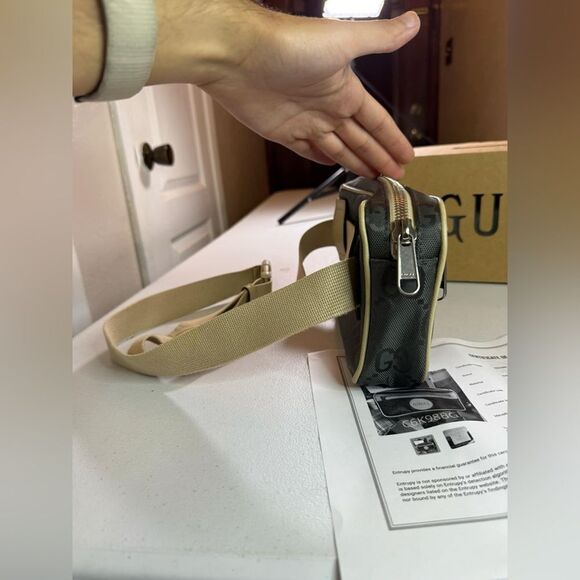 GUCCI Off The Grid Belt Bag GG Nylon Leather Gray Beige 631341 Purse Fanny pack - Picture 15 of 16